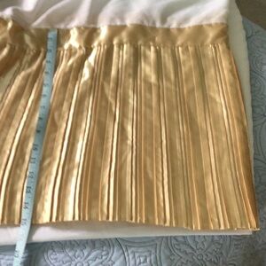 Gold Pleated dust ruffle / bed skirt